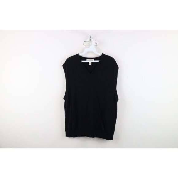 Vintage 90s Streetwear Mens XL Blank Extra Fine Merino Wool Knit Sweater Vest - Picture 1 of 10